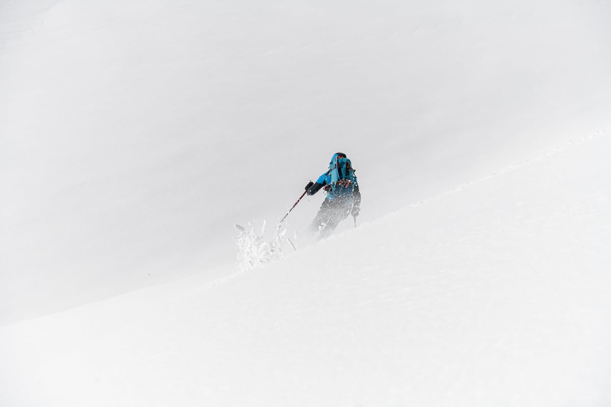 Bakhmaro catskiing - Skier riding fresh champagne powder in Georgia's legendary mountain resort